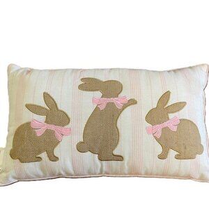 Three Bunny Easter Pillow 14" x 24"